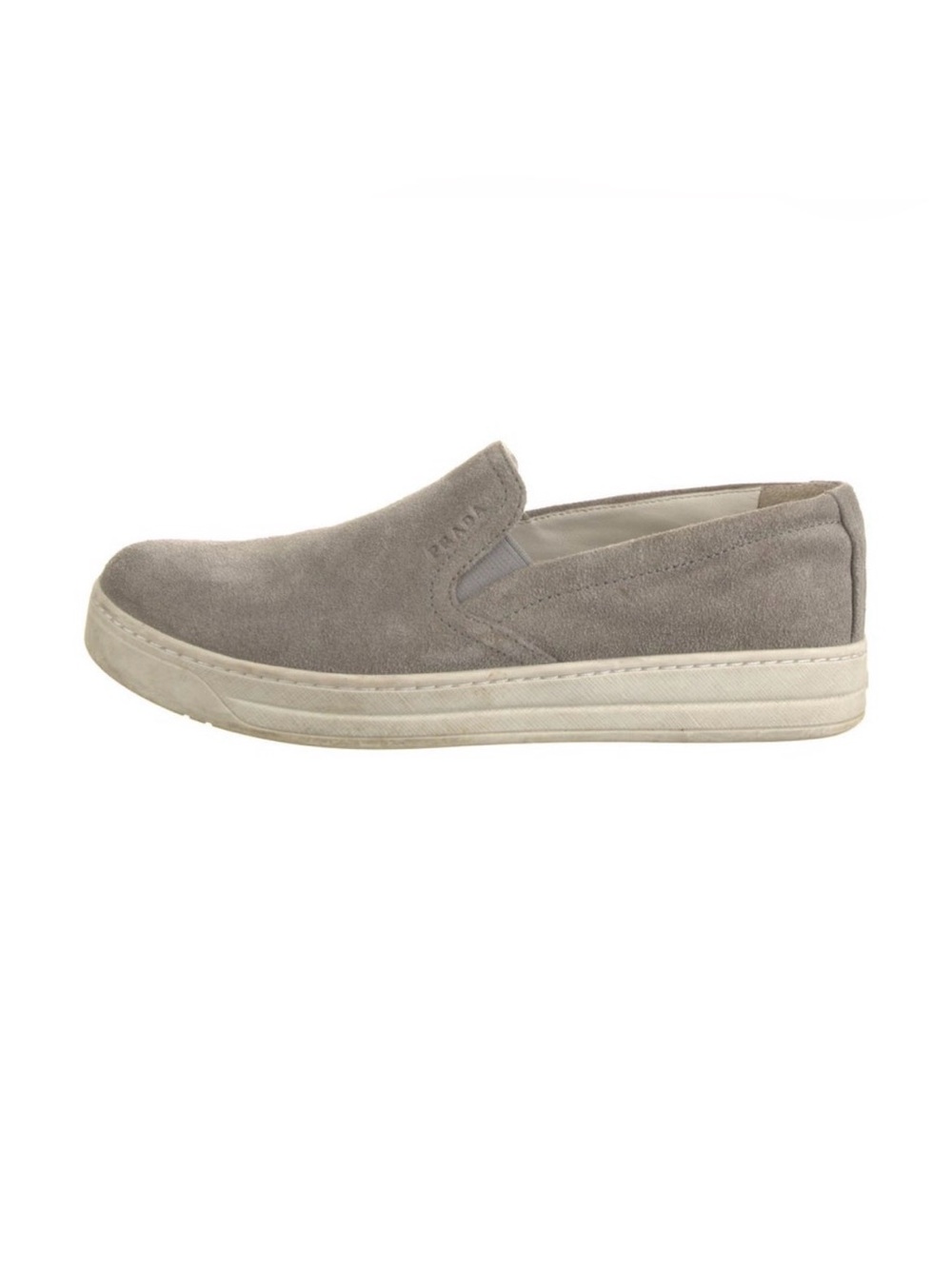 Prada Sport Signature Logo Slip-On Suede Casual Shoe in Grey